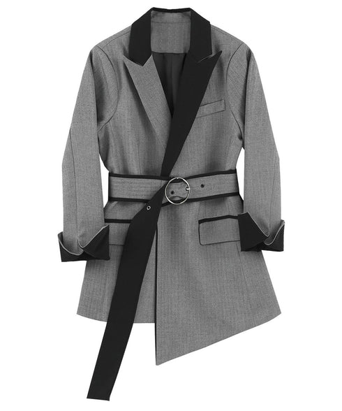 Contrast Lapel Sharp Tailored Jacket